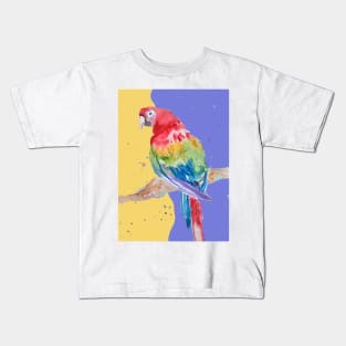 Parrot Watercolor Painting Macaw - Yellow Lavender Kids T-Shirt